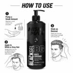 Nishman Ultra Hold Hair Styling Black Gel - White Coverage (Black Gel with Pump 200 ml) - Image 2