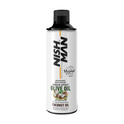 NISHMAN Olive Oil & Coconut hair spray white bottle